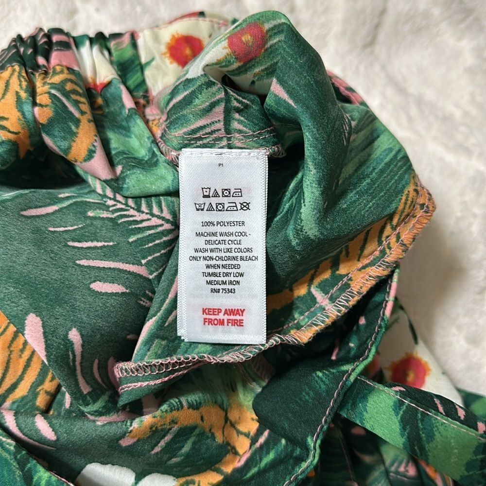 Cynthia Rowley M-L Green Orange Tropical Jungle Tiger Cropped Top & Short PJ Set - Picture 16 of 16